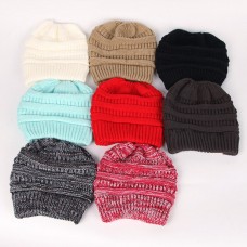 Winter Knitted Hat Beanie Cap Soft Stretch Cable Knit Messy High Bun Ponytail S  eb-59392285